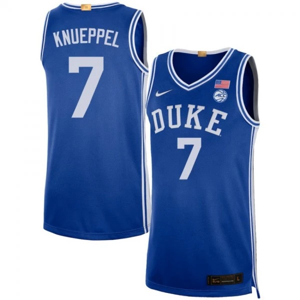 Mens Youth Duke Blue Devils #7 Kon Knueppel Royal College Basketball Game Jersey