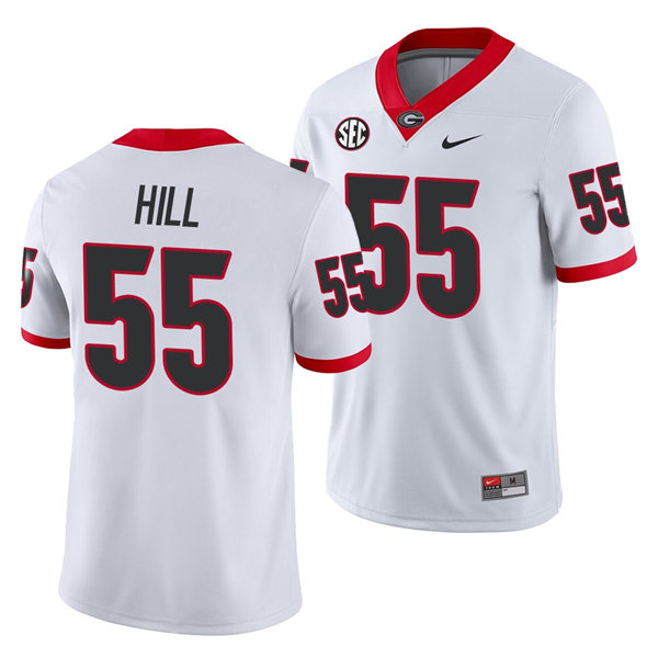 Men's Georgia Bulldogs #55 Trey Hill Nike White Football Jersey