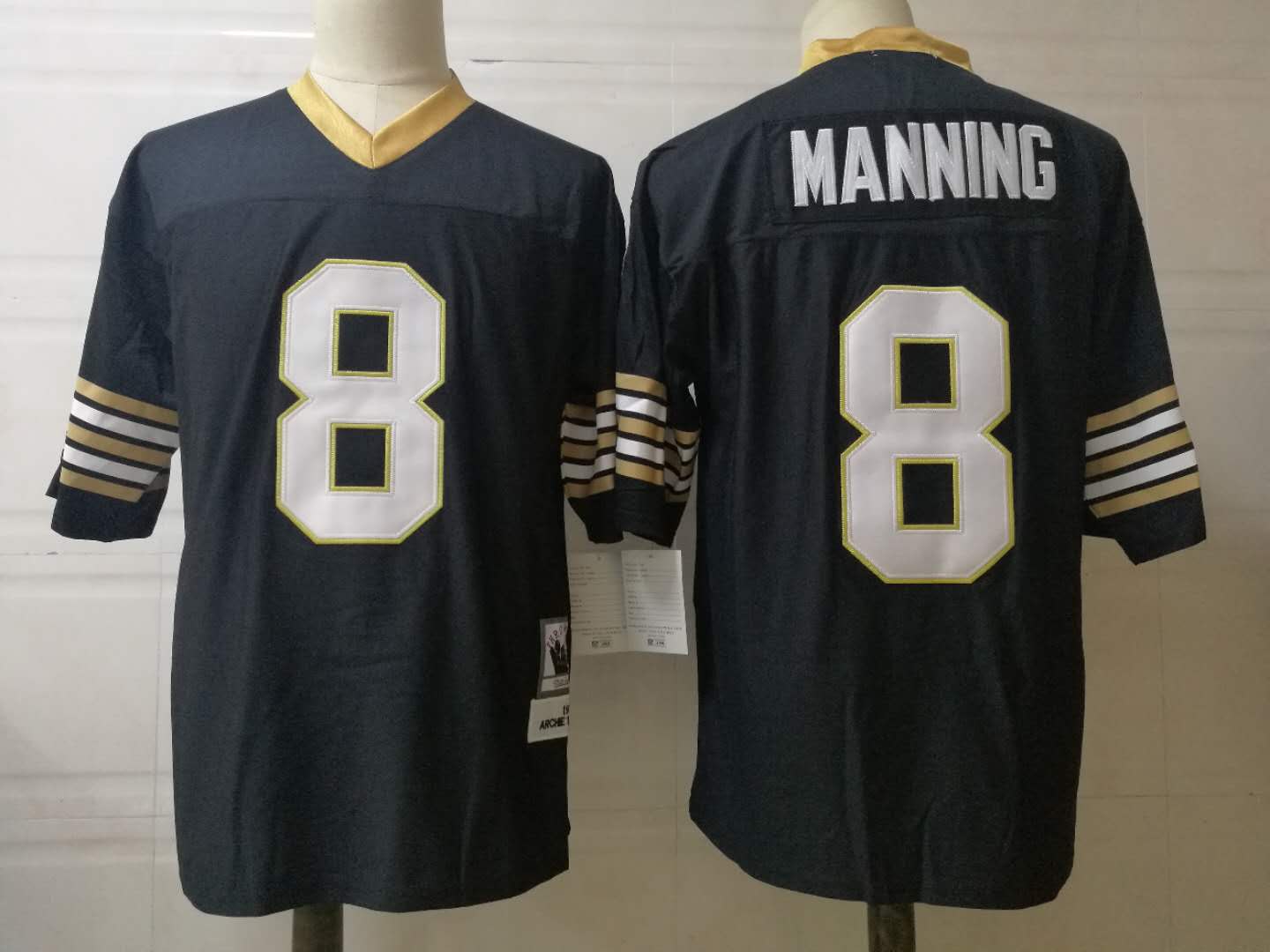 Mens New Orleans Saints #8 Archie Manning 1979 Black Throwback Jersey
