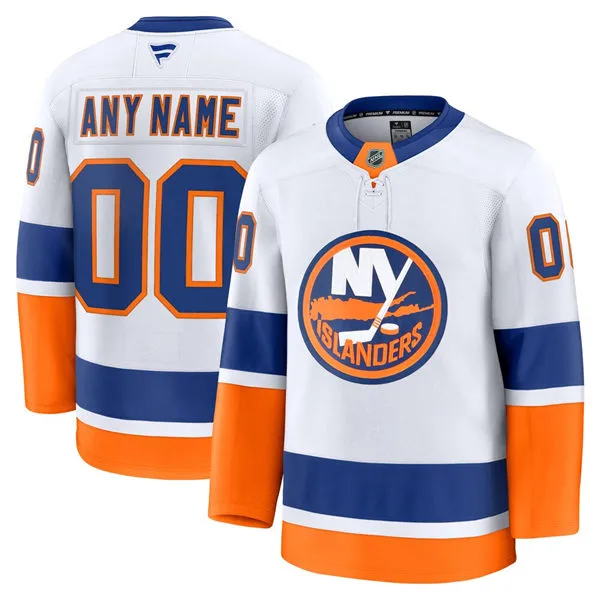 Youth New York Islanders Custom Fanatics Away White Jersey