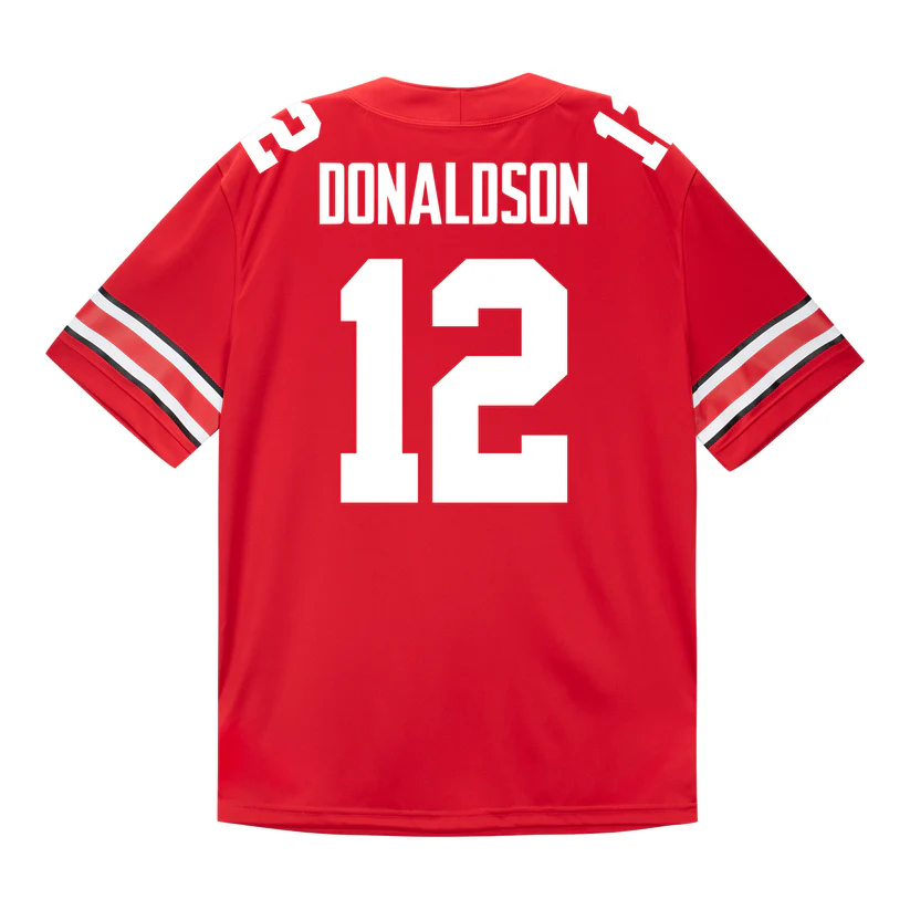 Ohio State Buckeyes #12 CJ Donaldson JR. 2025 Scarlet College Football Game Jersey Ohio State Buckeyes #12 CJ Donaldson JR. 2025 Scarlet College Football Game Jersey