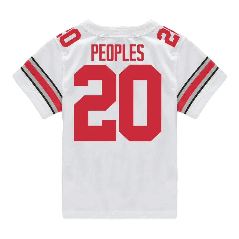 Ohio State Buckeyes #20 James Peoples 2025 White College Football Game Jersey Ohio State Buckeyes #20 James Peoples 2025 White College Football Game Jersey