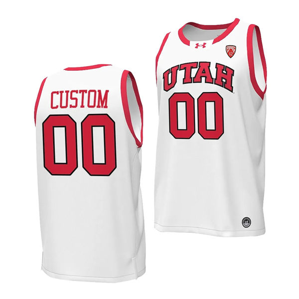 Mens Youth Utah Utes Custom 2023-24 White College Basketball Game Jersey