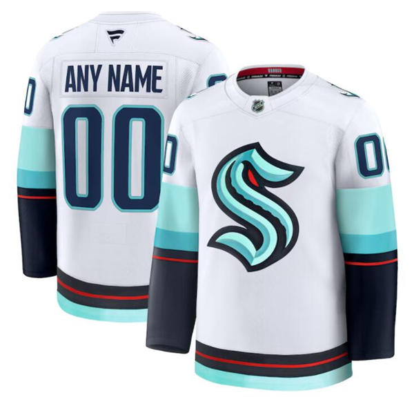 Men's Seattle Kraken Custom Fanatics Away White Premium Jersey
