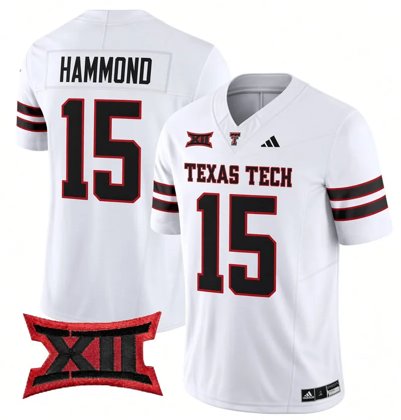 Texas Tech Red Raiders #15 Will Hammond 2025 White Football Game Jersey