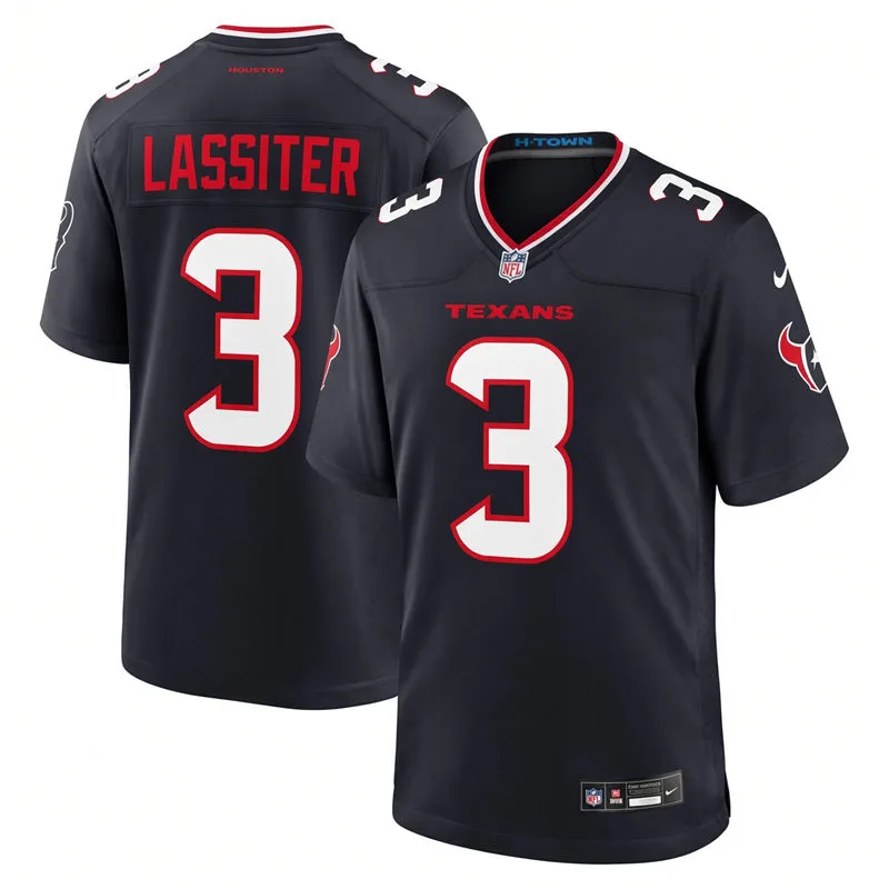 Men's Houston Texans #3 Kamari Lassiter Nike Navy White Alternate F.U.S.E. Limited Player Jersey