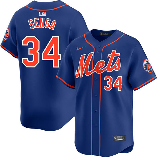 Mens New York Mets #34 Kodai Senga Nike Royal Orange Alternate Limited Player Jersey