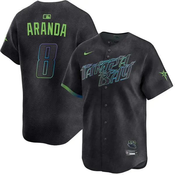 Mens Tampa Bay Rays #8 Jonathan Aranda Charcoal City Connect Limited Jersey