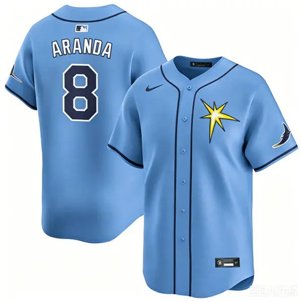 Mens Tampa Bay Rays #8 Jonathan Aranda Light Blue With Star Alternate Limited Jersey