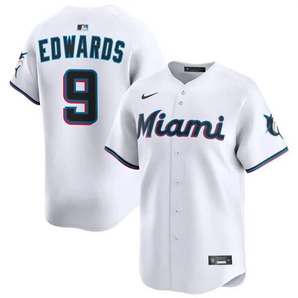 Mens Miami Marlins #9 Xavier Edwards White Home Limited Jersey