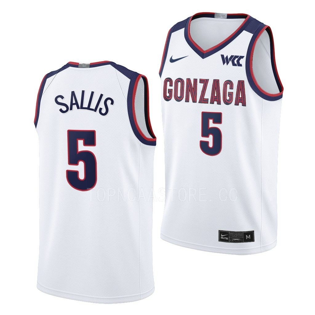 Mens Youth Gonzaga Bulldogs #5 Hunter Sallis Nike 2022-23 White College Basketball Game Jersey Mens Youth Gonzaga Bulldogs #5 Hunter Sallis Nike 2022-23 White College Basketball Game Jersey