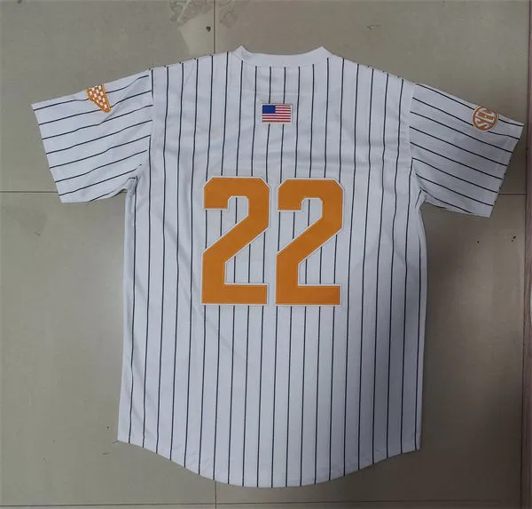 Tennessee Volunteers #22 Tony Vitello Nike 2025 White Pinstripe Baseball Game Jersey Tennessee Volunteers #22 Tony Vitello Nike 2025 White Pinstripe Baseball Game Jersey