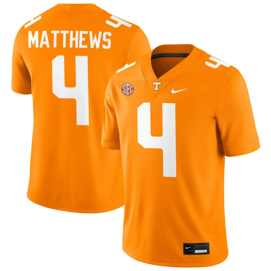 Tennessee Volunteers #4 Mike Matthews Nike Orange College Football Jersey