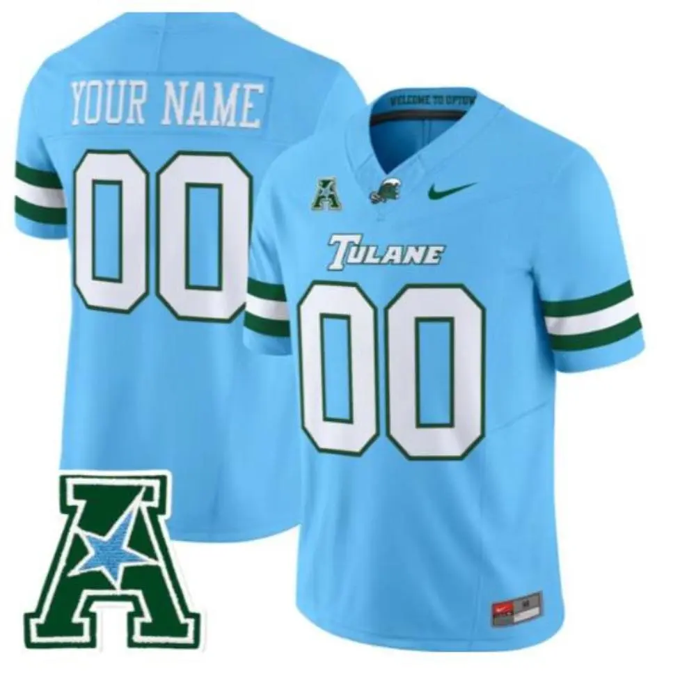 Tulane Green Wave Custom 2025 Blue Football Game Jersey