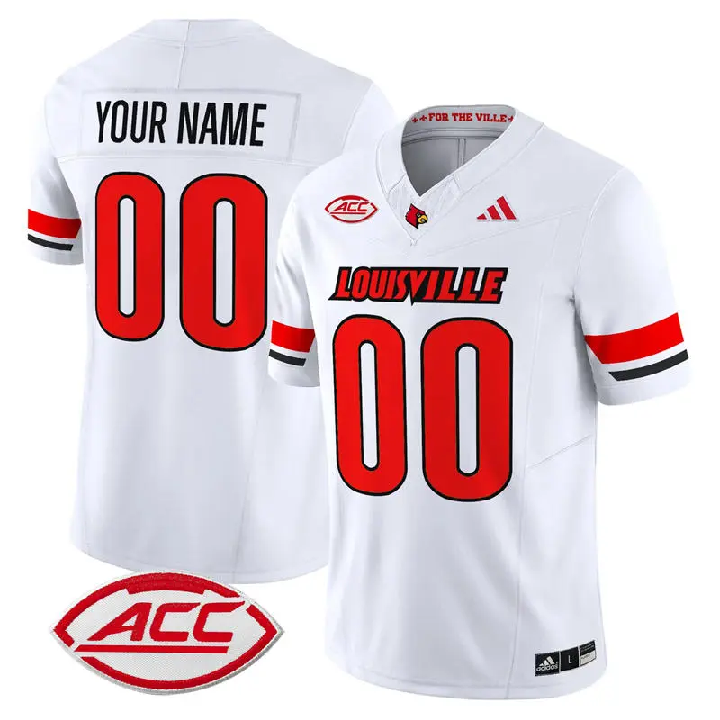 Louisville Cardinals Custom 2025 White Away Football Uniform Jersey