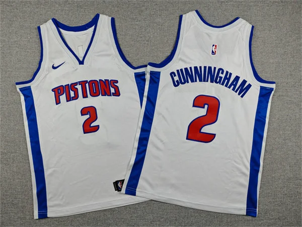 Youth Detroit Pistons #2 Cade Cunningham Nike White Association Edition Jersey