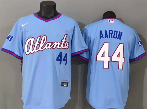 Mens Atlanta Braves Retired Player #44 Hank Aaron 2026 Blue City Connect 2.0 Limited Jersey