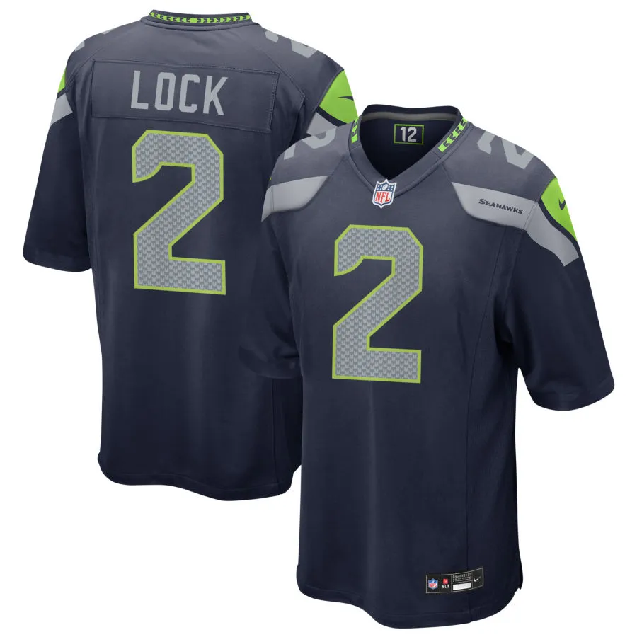 Mens Seattle Seahawks #2 Drew Lock Nike College Navy Team Color Vapor F.U.S.E. Limited Jersey