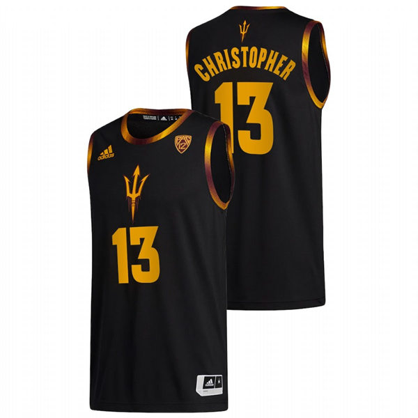 Men's Arizona State Sun Devils #13 Josh Christopher Adidas 2021 Black Gold College Basketball Game Jersey